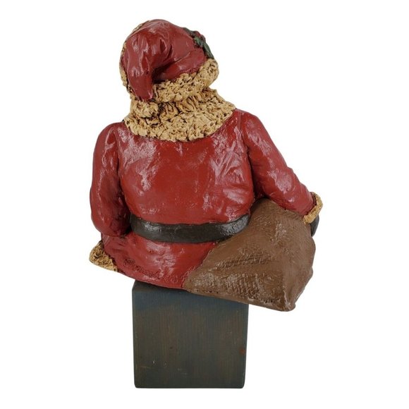 Santa Shelf Sitter Resin Hand Painted Artist & Maker Signed/Dated 1988 Antique G - Picture 4 of 9